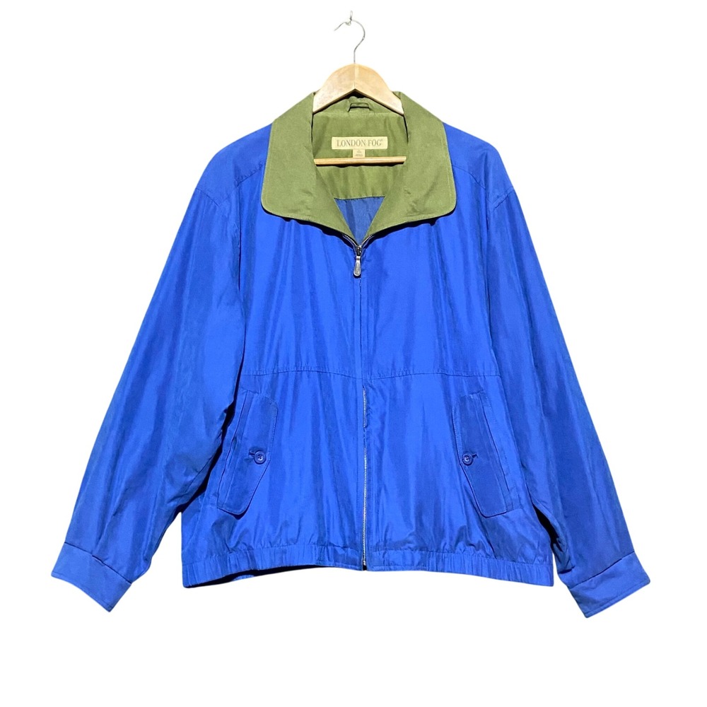 VTG 1990s London Fog Royal Blue Colorblock Bomber Jacket Windbreaker Men's L